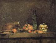 Jean Baptiste Simeon Chardin With olive jars and other glass pears still life France oil painting reproduction